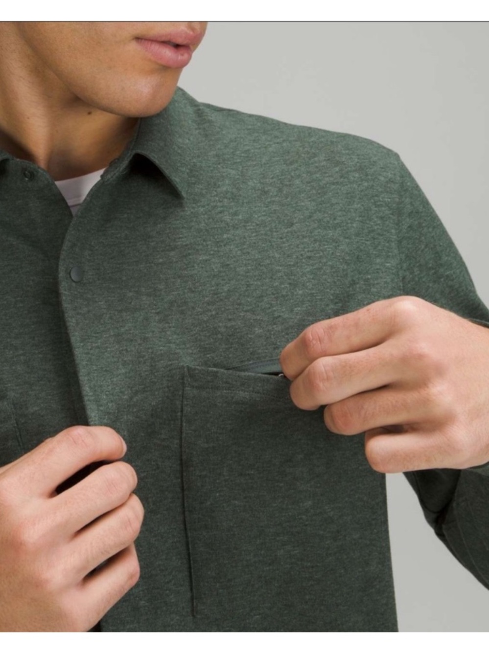 Lululemon Soft Knit Overshirt Heathered Smoked Spruce M3CZMS - Picture 2 of 15